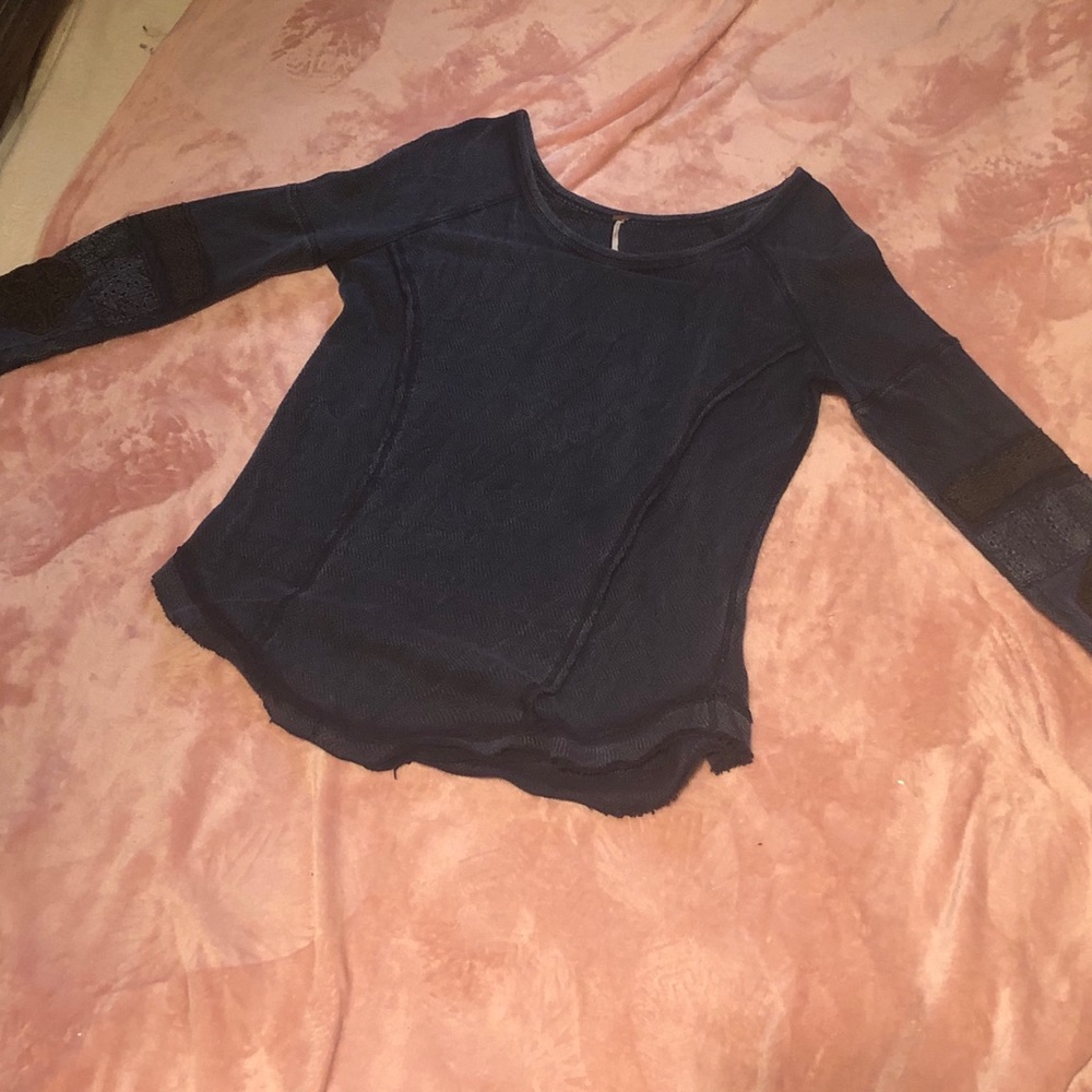 Free People Blue Long Sleeve Top